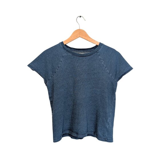Madewell Women's Top Medium Cropped Tee Shirt Indigo Raglan Flare Sleeve - Picture 6 of 7